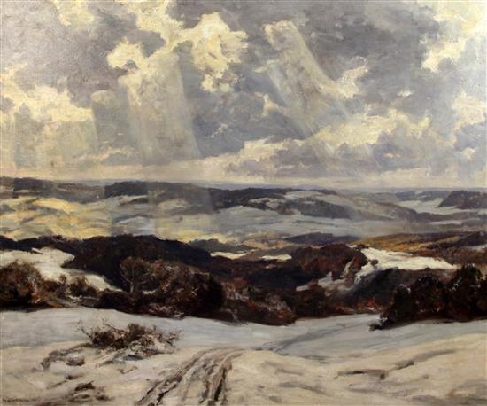 Sir Herbert Hughes Stanton(1870-1937) Winter landscape 40.5 x 50in.